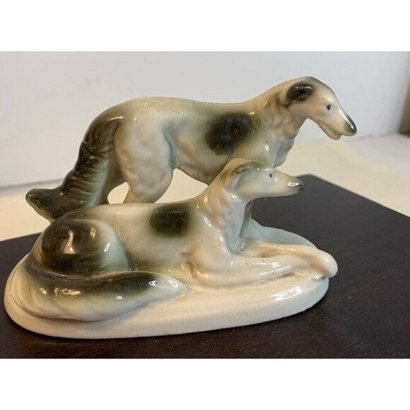 Vintage Black and White Greyhound Dog Bone China Figure Japan - Picture 7 of 10